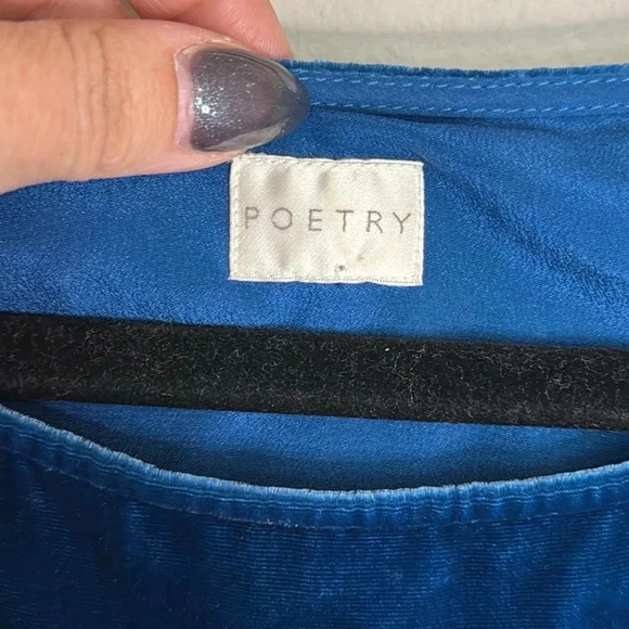 Poetry Silk Blend Teal Velvet Blouse Size 12 - Picture 2 of 8